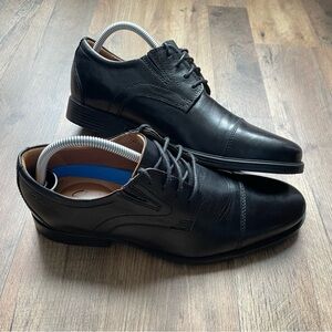 Clarks Collection Extreme Comfort  Black Leather
Cap Toe Oxford Dress Mens Shoe